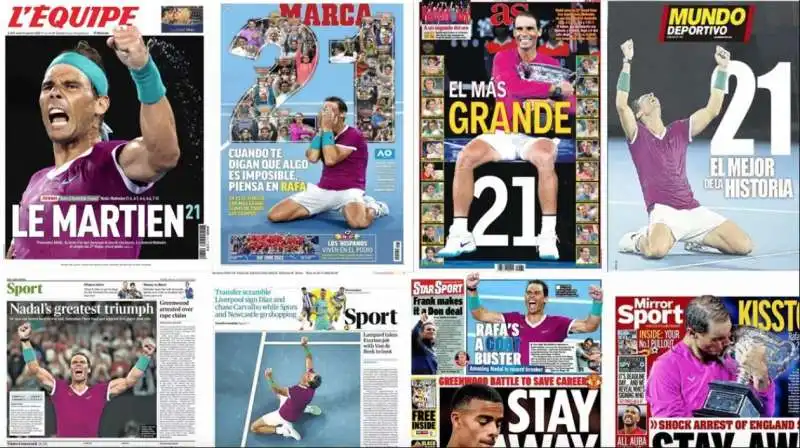 prime pagine sulla vittoria di rafa nadal