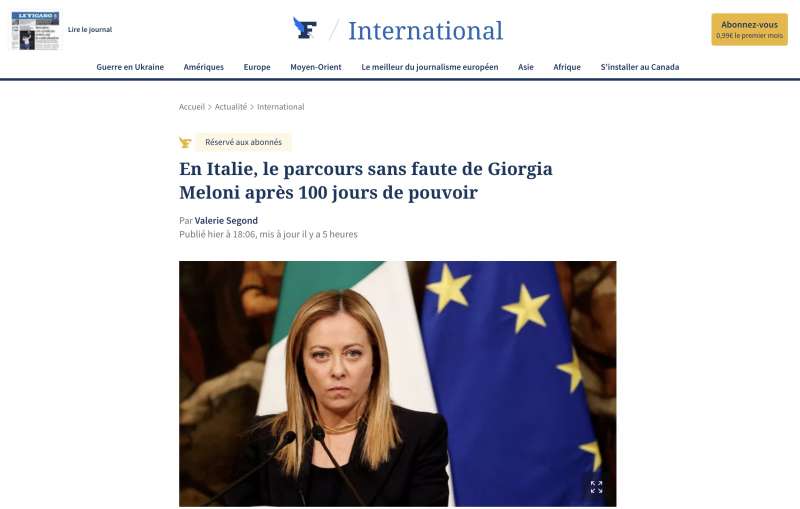 ARTICOLO DI LE FIGARO SUI CENTO GIORNI DI GIORGIA MELONI A PALAZZO CHIGI