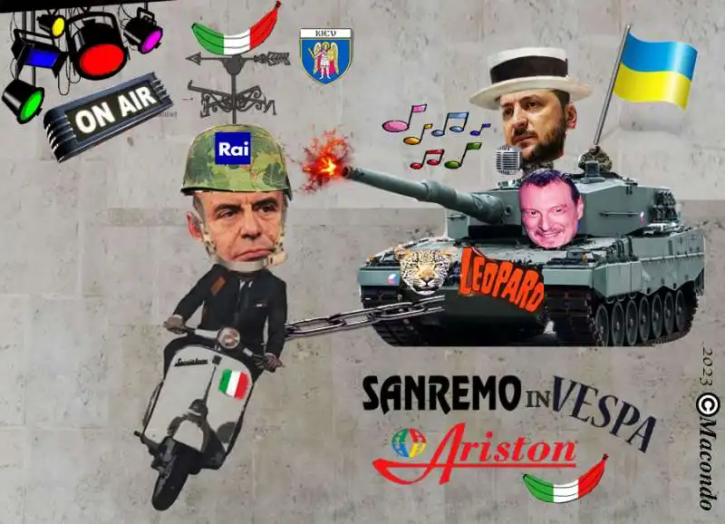 Bruno Vespa Zelensky a Sanremo vignetta by Macondo