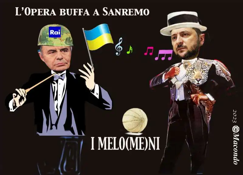 Bruno Vespa Zelensky a Sanremo vignetta by Macondo