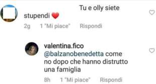 commento instagram valentina fico