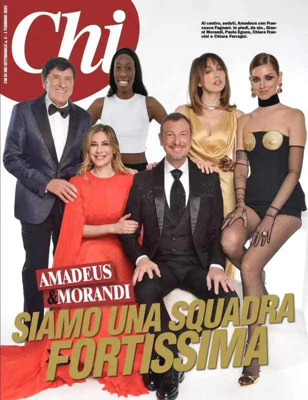 GIANNI MORANDI FRANCESCA FAGNANI PAOLA EGONU AMADEUS CHIARA FRANCINI FERRAGNI - FOTO CHI