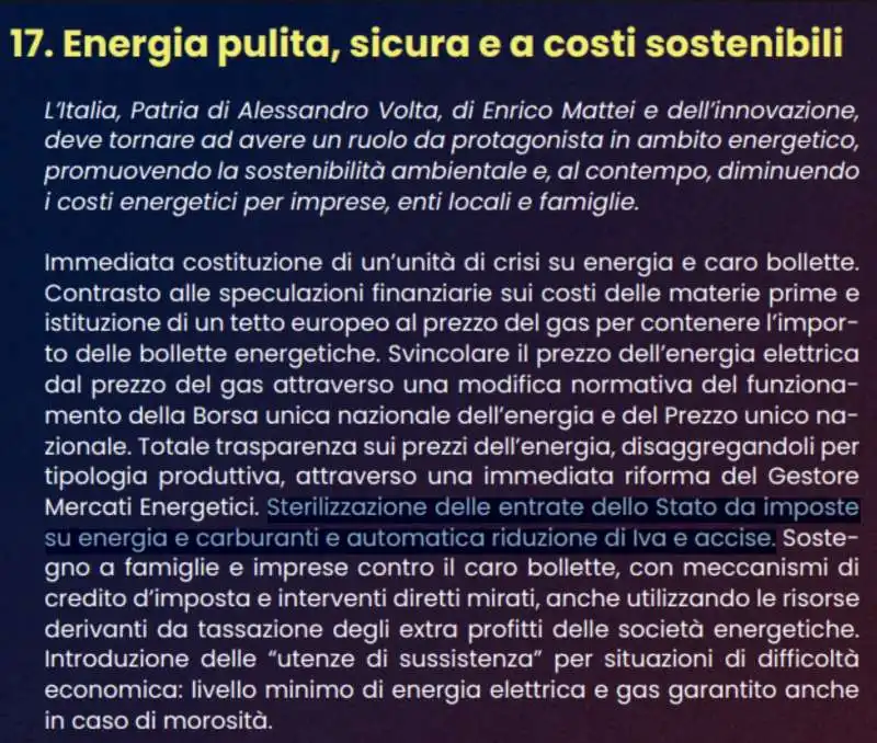 IL TAGLIO DELLE ACCISE NEL PROGRAMMA DI FRATELLI DITALIA 