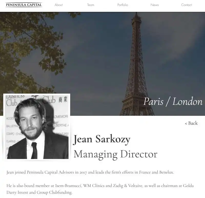 JEAN SARKOZY - PENINSULA CAPITAL 