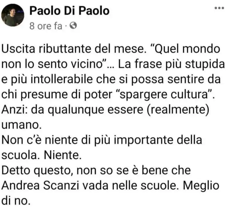 paolo di paolo contro andrea scanzi