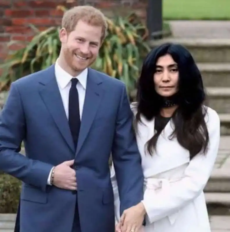 principe harry e meghan markle in versione yoko ono