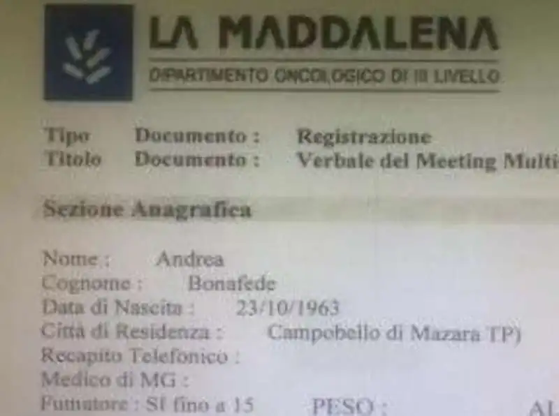 registrazione matteo messina denaro vlinica maddalena