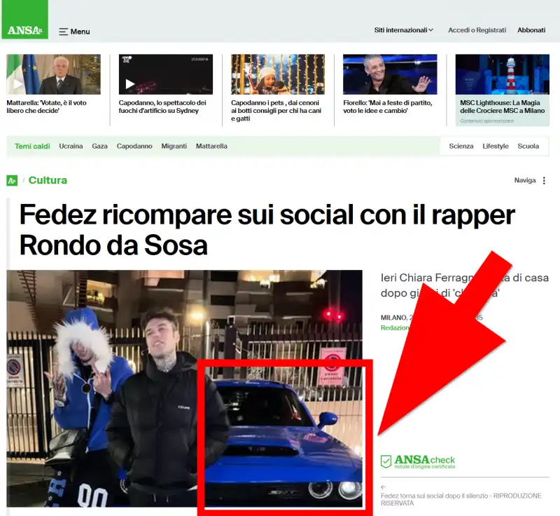 Ansa - Fedez e la presunta fuoriserie