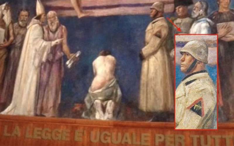 BENITO MUSSOLINI NELL'AFFRESCO DI PRIMO CONTI AL TRIBUNALE DI MILANO