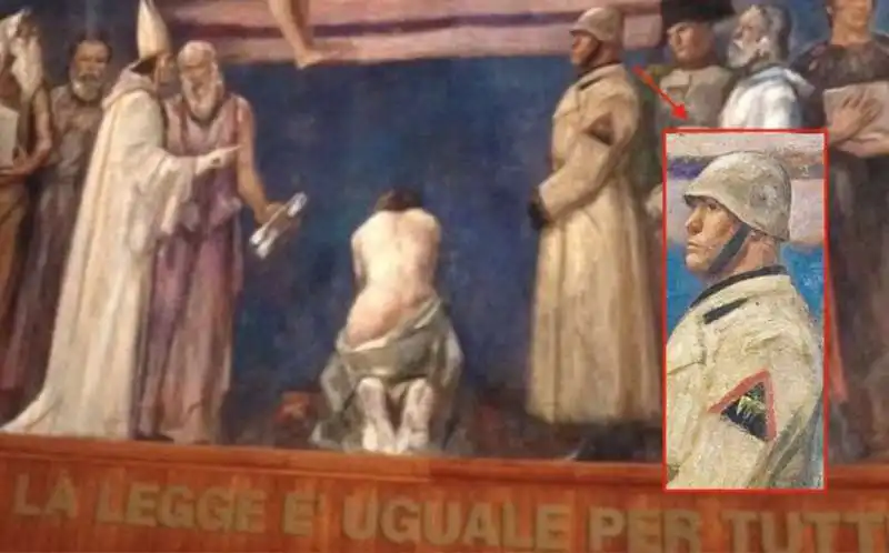 BENITO MUSSOLINI NELL'AFFRESCO DI PRIMO CONTI AL TRIBUNALE DI MILANO

