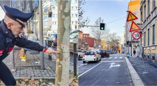 cavo di acciaio teso in strada a milano 3