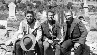 Clint Eastwood, Eli Wallach e Lee Van Cleef sul set - il buono il brutto e il cattivo