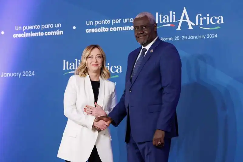 giorgia meloni   moussa faki   leader unione africana 