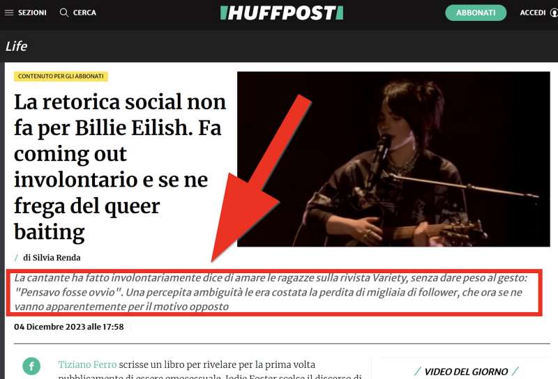 Huffpost, frase senza senso