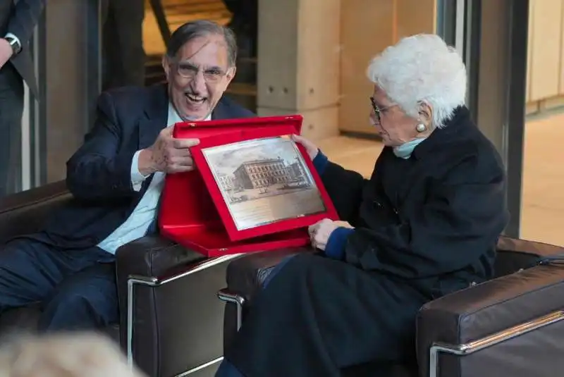 ignazio la russa liliana segre - memoriale della shoah a milano 