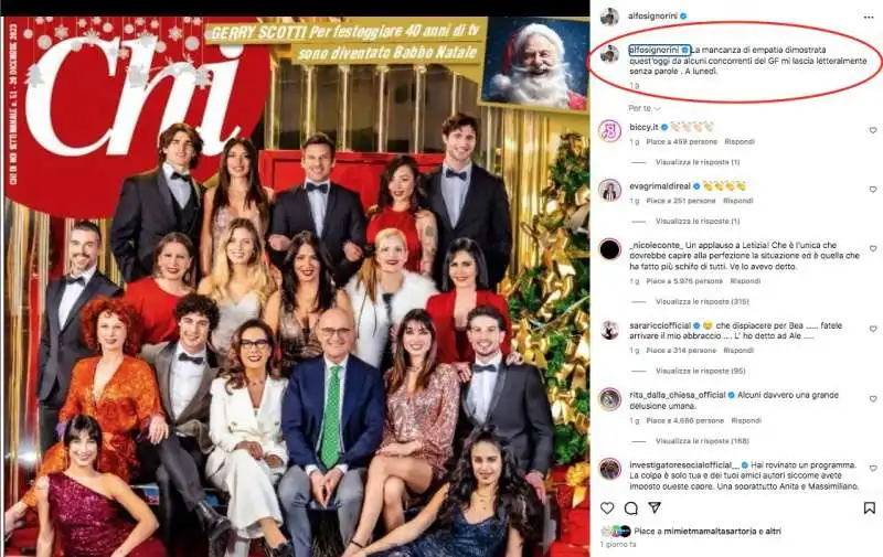 il post su instagram di alfonso signorini