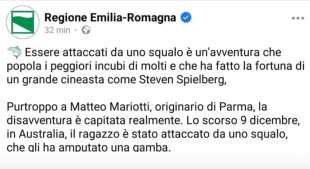 la gaffe della regione emilia romagna su Matteo Mariotti sui social