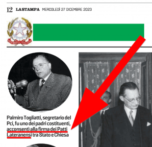 La Stampa Togliatti acconsenti? ai Patti Lateranensi