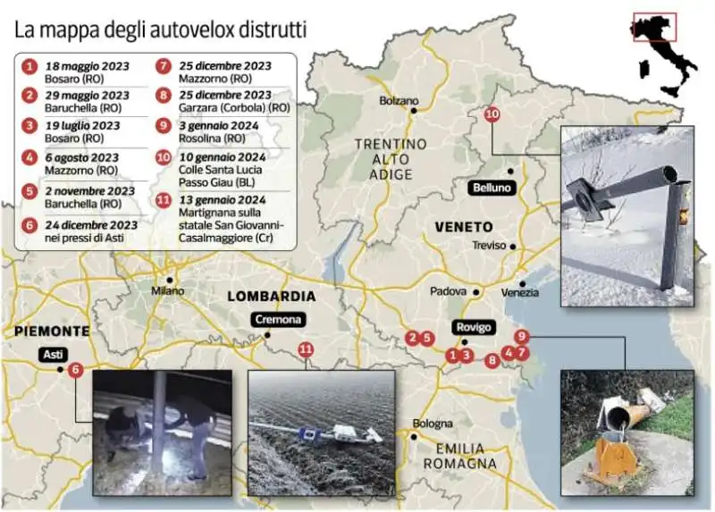 mappa degli autovelox tagliati