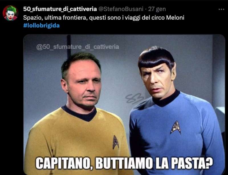 meme su francesco lollobrigida e la pasta nello spazio 2