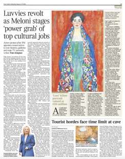 THE TIMES - ARTICOLO SULLA PRESA DI POTERE DELLA MELONI SULLA CULTURA ITALIANA