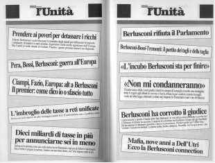 TITOLI DELL UNITA CONTRO BERLUSCONI - DA BERLUSCONI TI ODIO DI LUCA DALESSANDRO