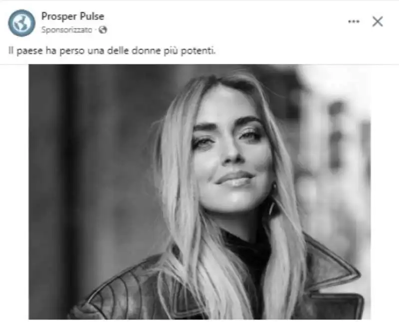 truffa del sito prosper pulse che sfrutta l immagine di chiara ferragni 