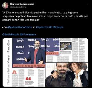 TWEET DI CLARISSA DOMENICUCCI SULLA SUA INTERVISTA A MASSIMILIANO BRUNO