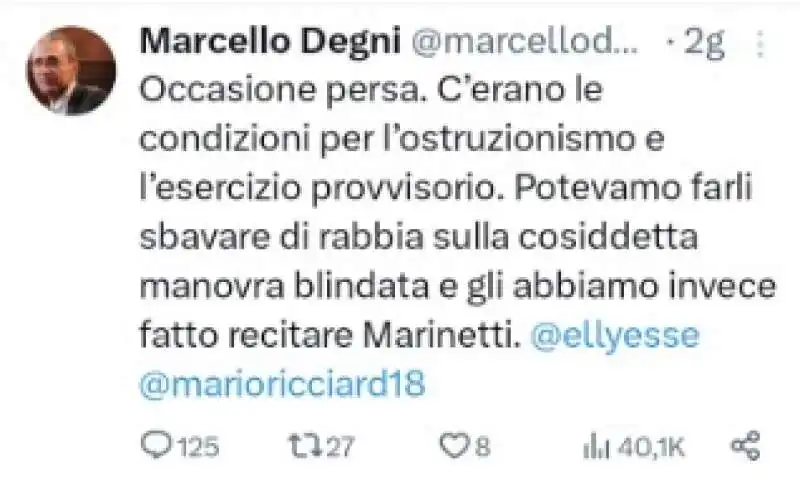 tweet di marcello degni