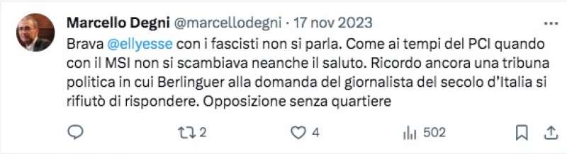 tweet di marcello degni