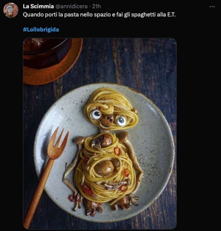 tweet su francesco lollobrigida e la pasta nello spazio 2