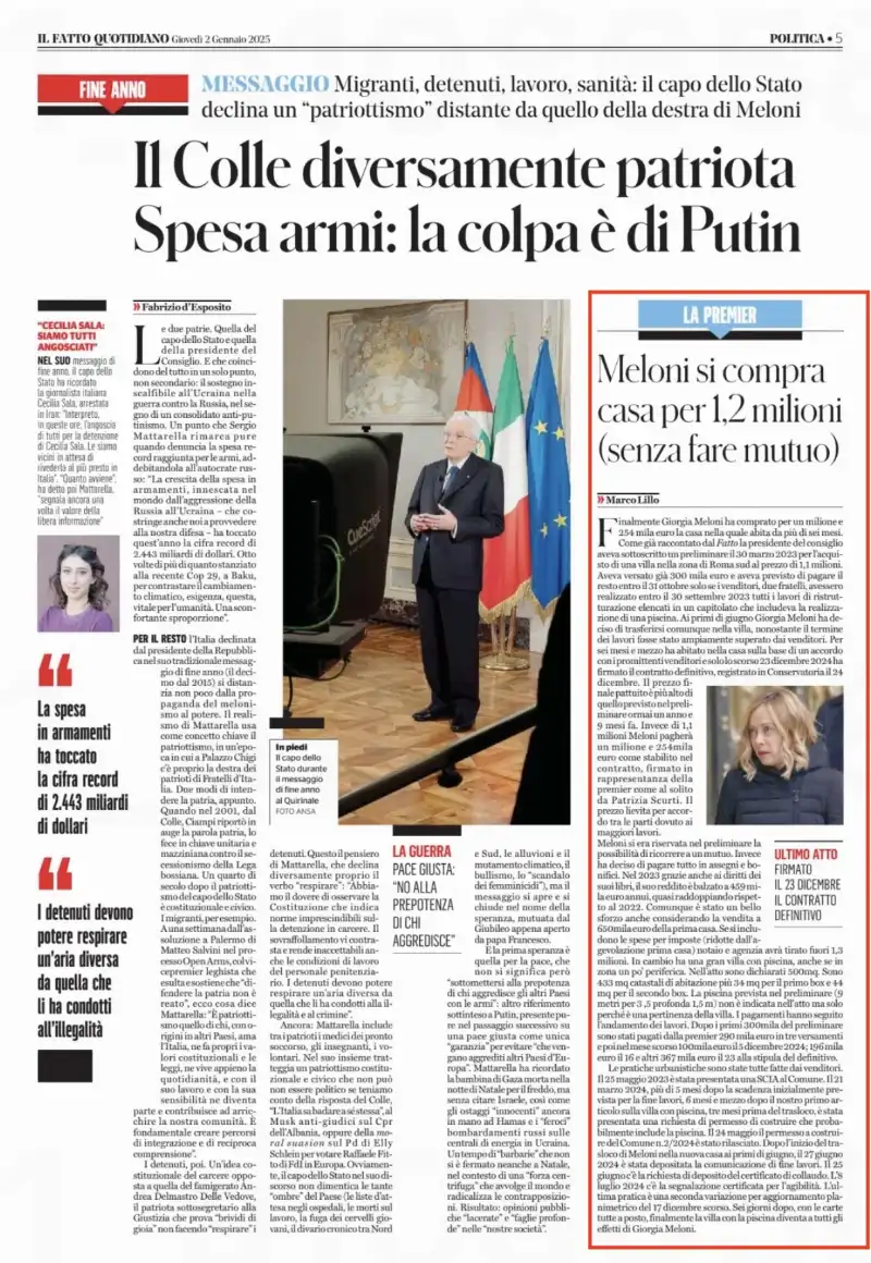 ARTICOLO SULLA CASA DI GIORGIA MELONI SUL FATTO QUOTIDIANO