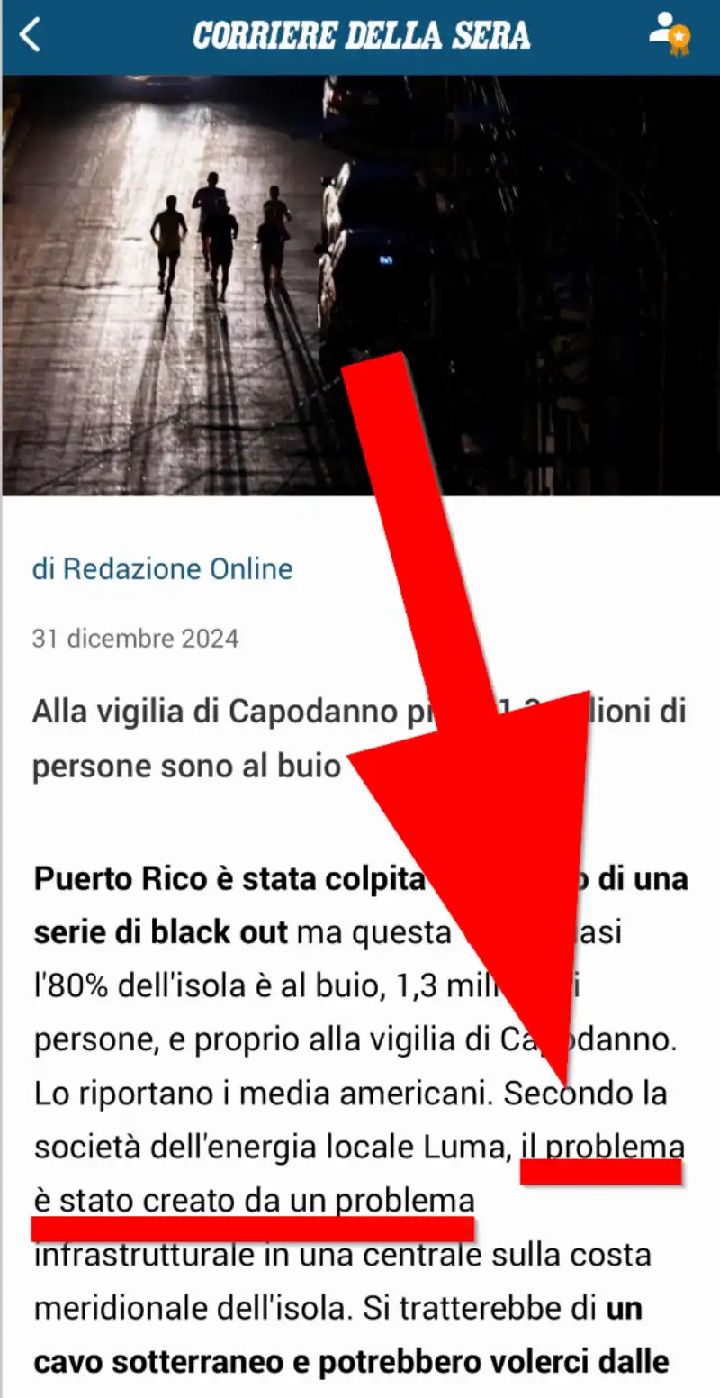 CORRIERE DELLA SERA - PROBLEMA CREATO DA UN PROBLEMA