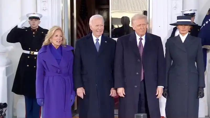 donald e melania trump accolti da joe e jill biden alla casa bianca   inauguration day    2