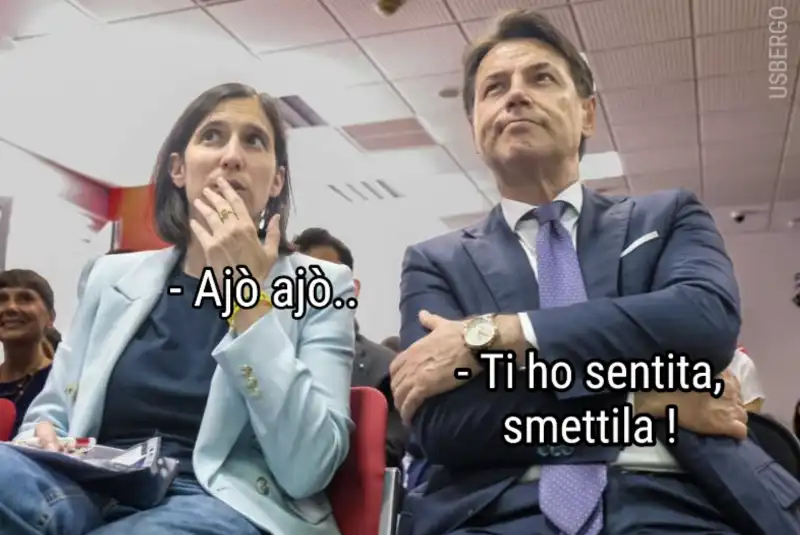 elly schlein giuseppe conte e il caso todde in sardegna - vignetta by usbergo 