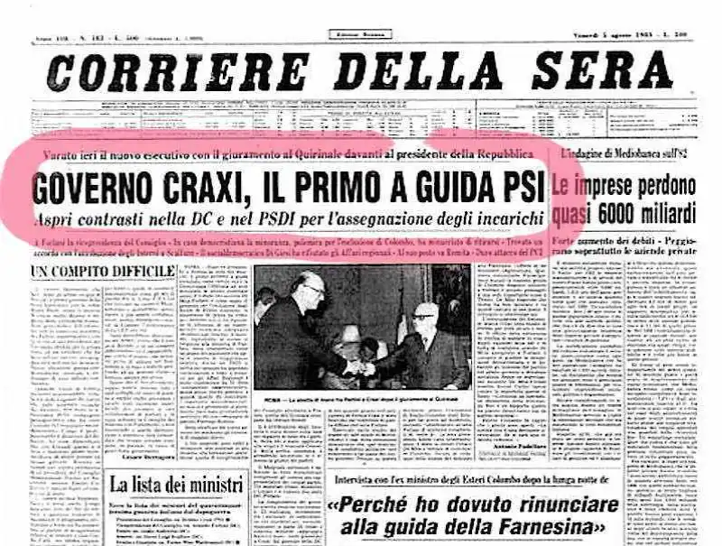 governo craxi corriere della sera 