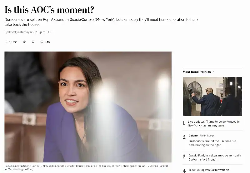 IL WASHINGTON POST LANCIA ALEXANDRIA OCASIO CORTEZ