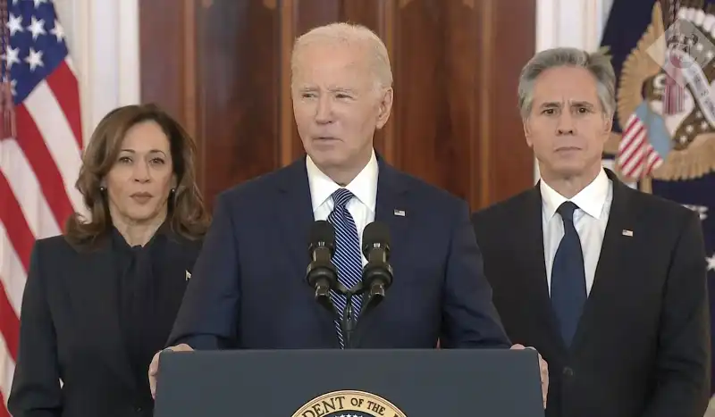 JOE BIDEN ANNUNCIA IL CESSATE IL FUOCO A GAZA CON KAMALA HARRIS E ANTONY BLINKEN