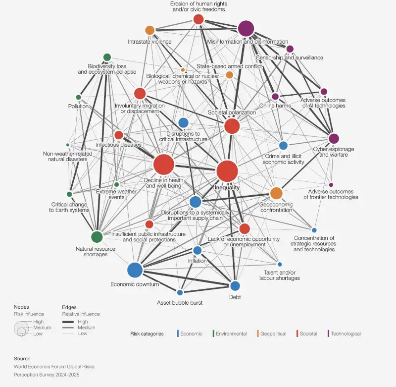 panorama dei rischi globali   mappa del rapporto sui rischi globali del world economic forum (davos) 