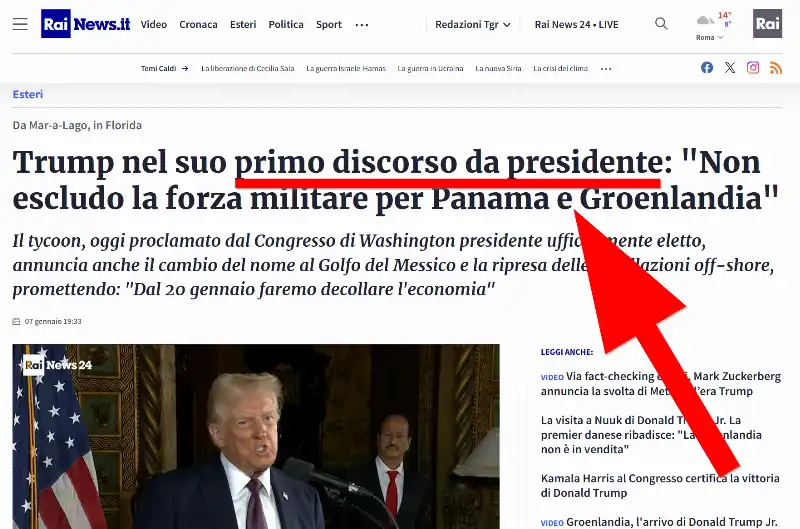 RAI NEWS - TRUMP PRIMO DISCORSO DA PRESIDENTE