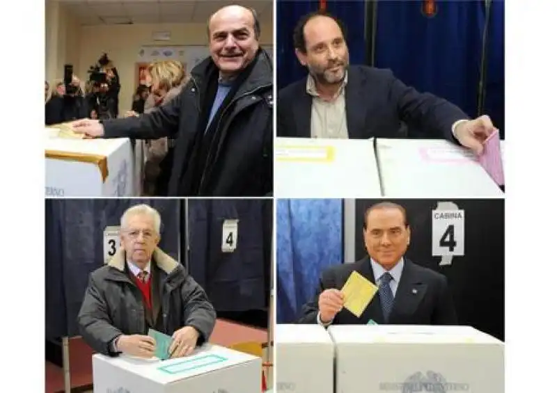 BERSANI, BERLUSCONI, MONTI, AL VOTO