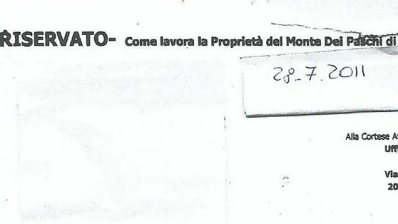 Documento Consob sul Monte dei Paschi di Siena