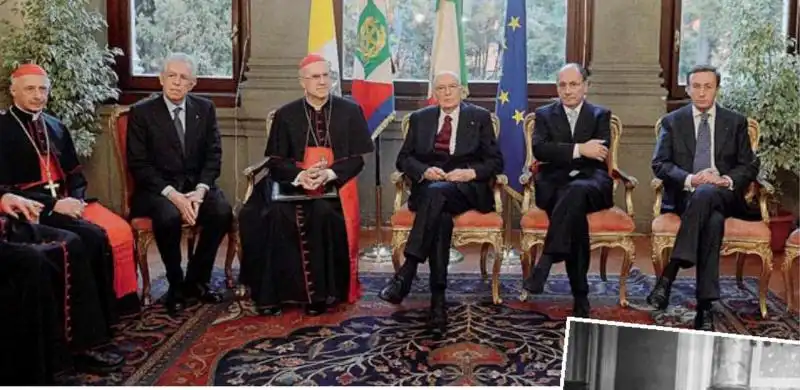 FOTO DI GRUPPO BAGNASCO MONTI BERTONE NAPOLITANO SCHIFANI FINI 