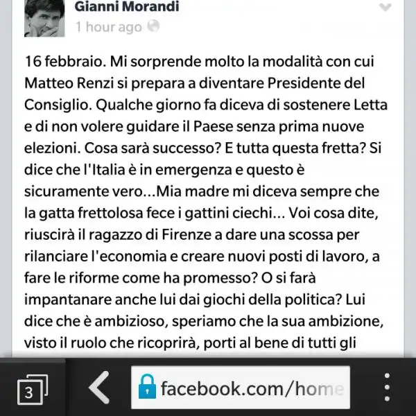 gianni morandi su renzi 