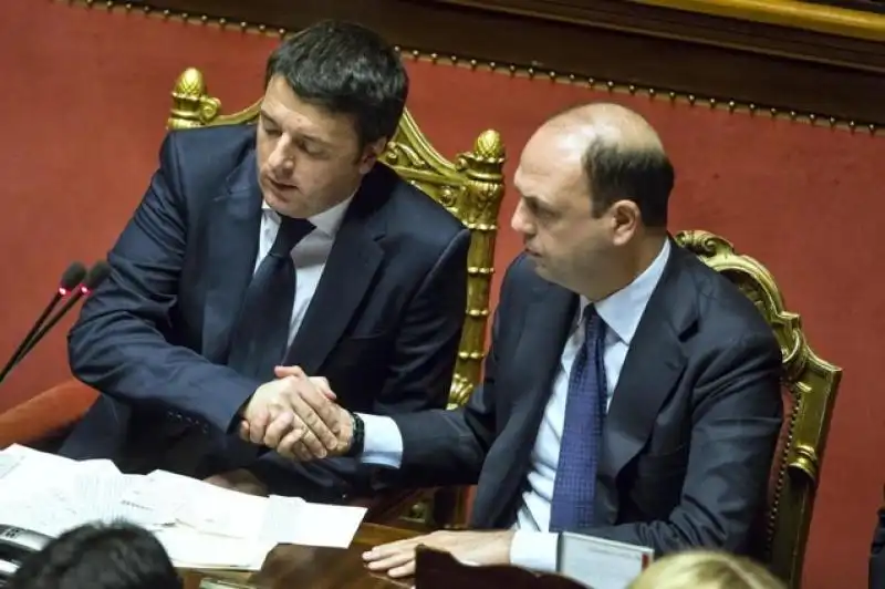 RENZI ALFANO FIDUCIA AL GOVERNO RENZI IN SENATO FOTO LAPRESSE 