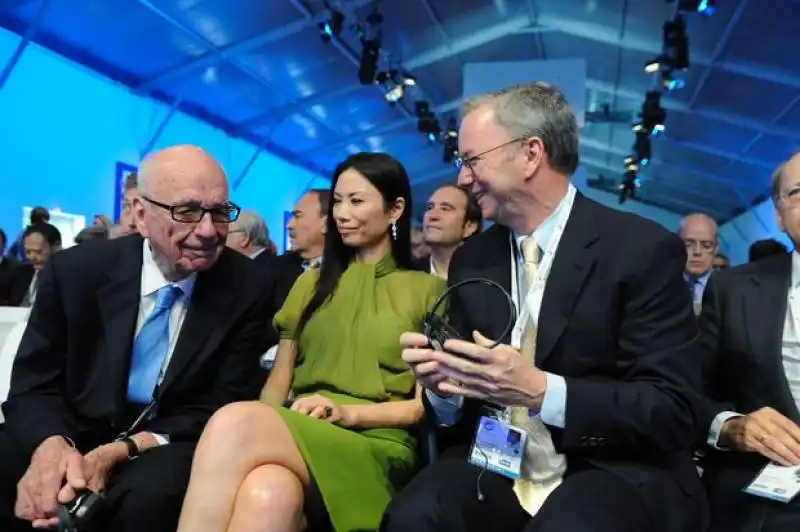 Rupert Murdoch left Wendi Deng center and Eric Schmidt deng copy 