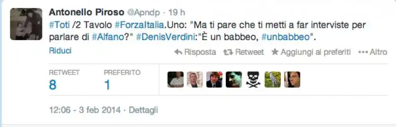 TWEET DI ANTONELLO PIROSO SU VERDINI CHE DA DEL BABBEO A TOTI 