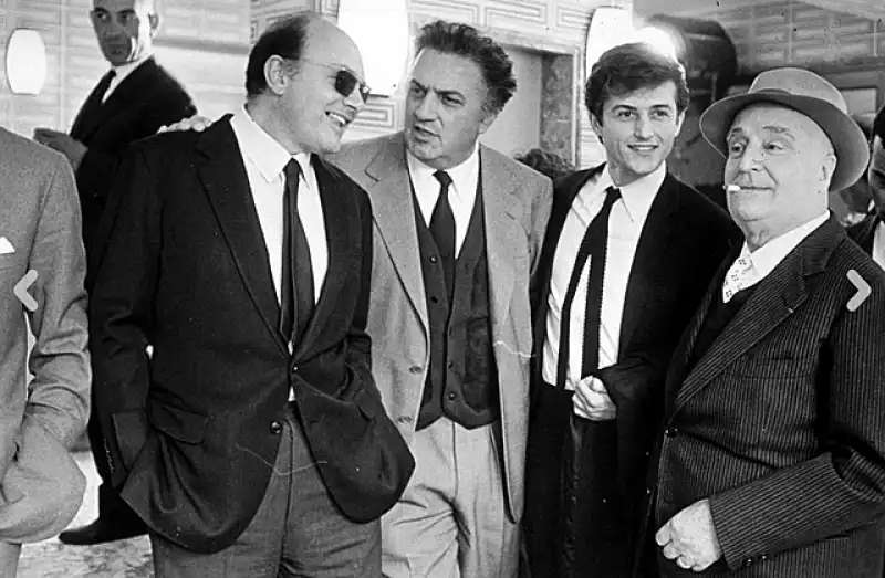 francesco rosi federico fellini tony renis angelo rizzoli 27 aprile 1965 archivio fotografico storico cicconi