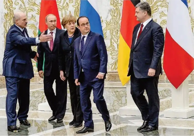 LUKASHENKO MERKEL PUTIN HOLLANDE POROSHENKO