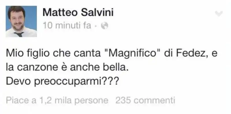 matteo salvini ha il figlio che canta fedez